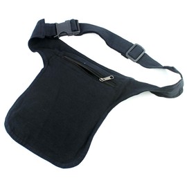 Casual Ethnic Design Fabric Waist Bag 3 Zip Pockets One Size (18 x 16 x 3 cm) Black Mb-1 Blue, Mb-1 Blue