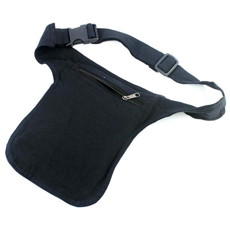 Casual Ethnic Design Fabric Waist Bag 3 Zip Pockets One