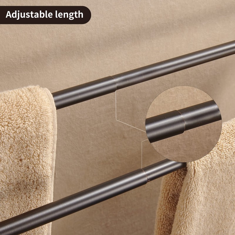 WOLIBEER Bronze Double Towel Bar, Adjustable 14.96 to 26.57 inches