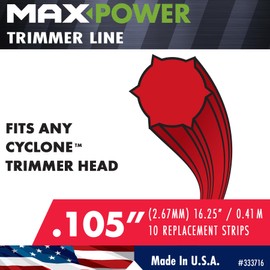 MaxPower 333716 Cyclone .105" Trimmer Head Replacement Strips (10 count), Red