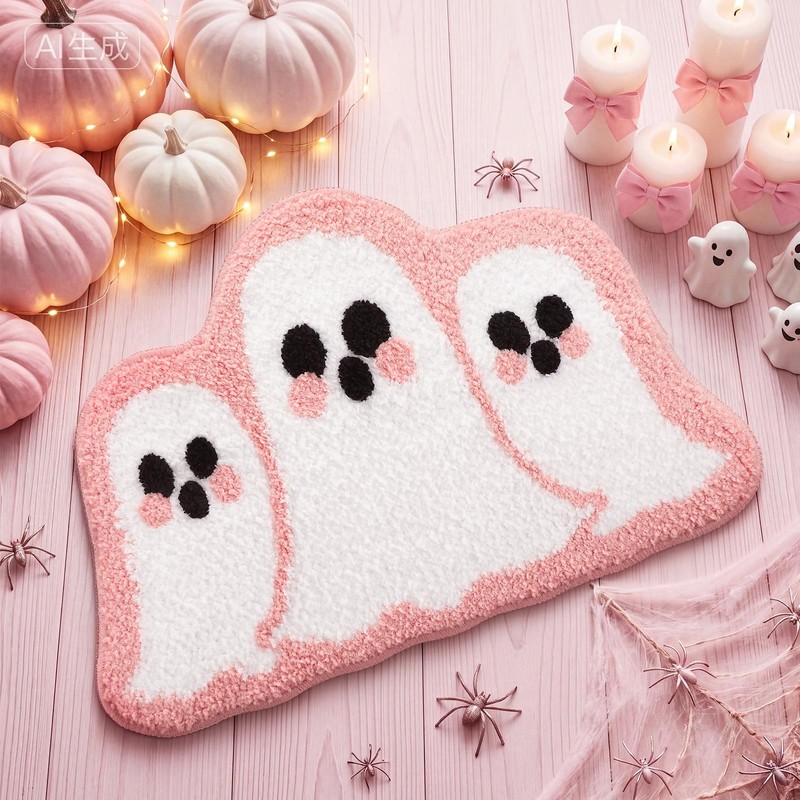 Drydiet Coquette Pink Ghost Bath Mat 16" x 24" Halloween