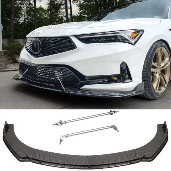 DREAMIZER Front Bumper Lip Splitter Carbon Style+Strut Rods For 23-25