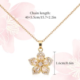 Flower Necklaces, Delicate Rotatable Crystal Bauhinia Flower Pendant Necklace Adjustable Anxiety Relief Fidget Jewelry for Women Retro Fashion Interesting Jewelry Accessories (White Diamond)