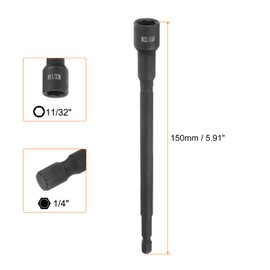 HARFINGTON 5Pcs Magnetic Nut Driver 11/32" x 1/4" Long Quick Change Hex Shank Magnetic SAE Nut Driver CRV Steel for Impact Drive Nuts Bolts Driver Bit Set for Drill