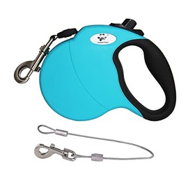 CROWN PAWS 13ft Retractable Dog Leash for Small Breed Dogs up to 22 lbs with a Detachable Chew Proof Extender Wire Ropes (Blue S)