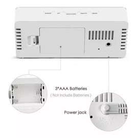 Gad Reloj Digital Escritorio Espejo Usb Numeros Grandes Temperat Color Blanco