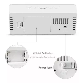 Gad Reloj Digital Escritorio Espejo Usb Numeros Grandes Temperat Color Blanco