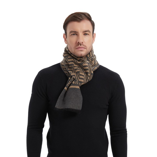 EP Mode Men’s Wool Blend Scarf for Winter, Brushed for