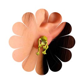 Cimenexe Bohemian Frog Ear Jacket Earrings Green Enamel Frog Earrings Small 3D Frog Earrings Minimalist Frog Stud Earrings Two Way Stud Earrings Jewelry for Women and Girls Gifts