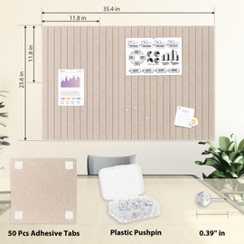 Smarpau 12 Pack Large Cork Board, 48"x36" Felt Bulletin Board, Felt Wall Tiles with Slat Panels, Corkboard with Removable Adhesive Tabs Cork Tiles for Office Home Classroom (Deep Camel)