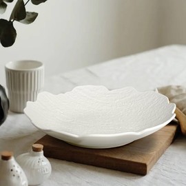 Leilifre Decorative Bowl for Home Decor, 10 in Fruit Bowl for Kitchen Counter, Key Tray for Entryway Table, White Ceramic Bowl for Minimalist Decor, Centerpiece, Coffee Table, Aesthetic Kitchen