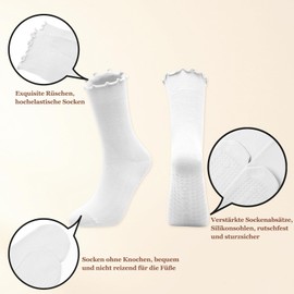 Soleeya 4 Pairs of Ruffle Yoga Socks Women's Multicoloured Pilates Socks with Ruffles Non-Slip Socks Women for Ballet Gym Dance, Universal Size Stopper Socks Cotton Without Seam ABS Socks Women,