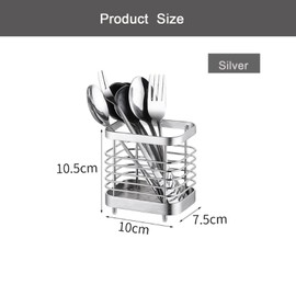 Simpcozy Utensil Holder, Stainless Steel Cutlery Drainer Sink Caddy, Rust Proof Sink Tidy Kitchen Sink Organiser, Cutlery Organiser for Kitchen Utensil (Silver)