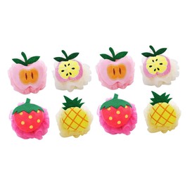 Baluue 8pcs Colorful Fruit-shaped Shower Balls Mesh Bath Poufs for Exfoliating Cute Pineapple Apple Strawberry Design for Home Travel Use