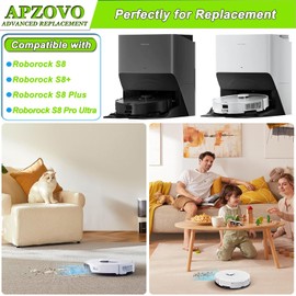 Accessories for Roborock S8 S8 Plus S8 Pro Ultra, Replacement Part Set for Roborock S8 S8+ S8 Pro Ultra, Accessory Set for Roborock S8 S8+ / S8 Plus, 2 Rubber Brushes, 4 HEPA Filters, 6 Side Brushes