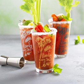 Final Touch Bloody Mary Time Pint Glasses with Graphic - Three Colours (Gold, Silver and Black) - Set of 3 (GG5203)