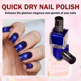 QIUFSSE Navy Blue Nail Polish Fast Drying Nail Polish,Shimmer Fingernail Polish No Need for UV/LED Nail Lamps,Vegan Esmaltes Para Uñas,0.43 fl oz (Blue)