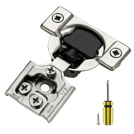 Ravinte 2 Pack 1 Pair 1/2 inch Overlay Cabinet Hinges Kitchen Soft Close Cabinet Hinges Hidden Door Hinge for Kitchen Cabinet Hinges Stainless Steel Adjustable Hinges Satin Nickel Cabinet Hardware