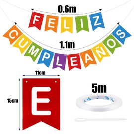 BOOMTOP FELIZ CUMPLEAÑOS Banner Birthday Spanish Garland Birthday Party Decoration