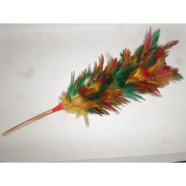 Real chicken hen's feather multi color duster 14 inch