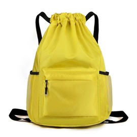 bh life Knapsack, Sports String, Gym Bag, Stylish, Small, Large, Pool Back, Kids, Adults, Large Capacity, Lightweight, Pockets, Mesh, Gymnastics Clothes, yellow, M
