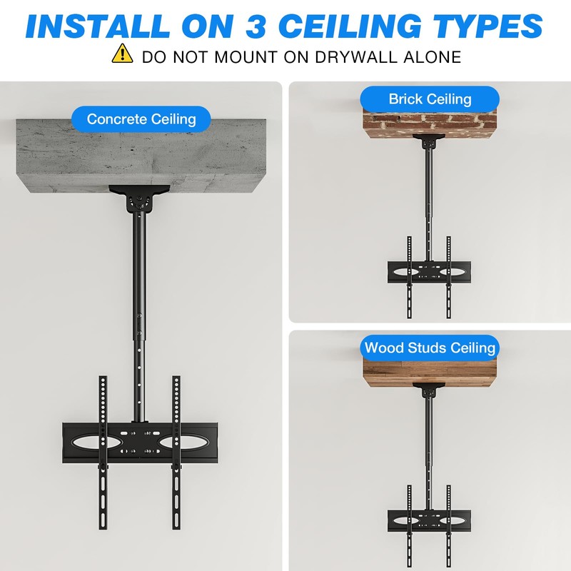 Rfiver Ceiling TV Mount for 32-65 Inch Flat/Curved TVs Support