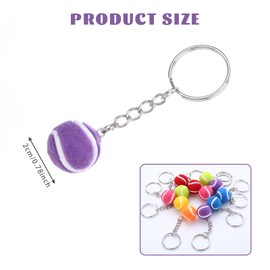 Pack of 14 Key Chains Tennis Pendant Bag Tennis Gifts Tennis Key Ring Metal with Tennis Ball for Backpack Pendant Gift Tag for Tennis Lovers, Yellow, Red, Green, Purple, Pink, Orange, Blue, Unit size