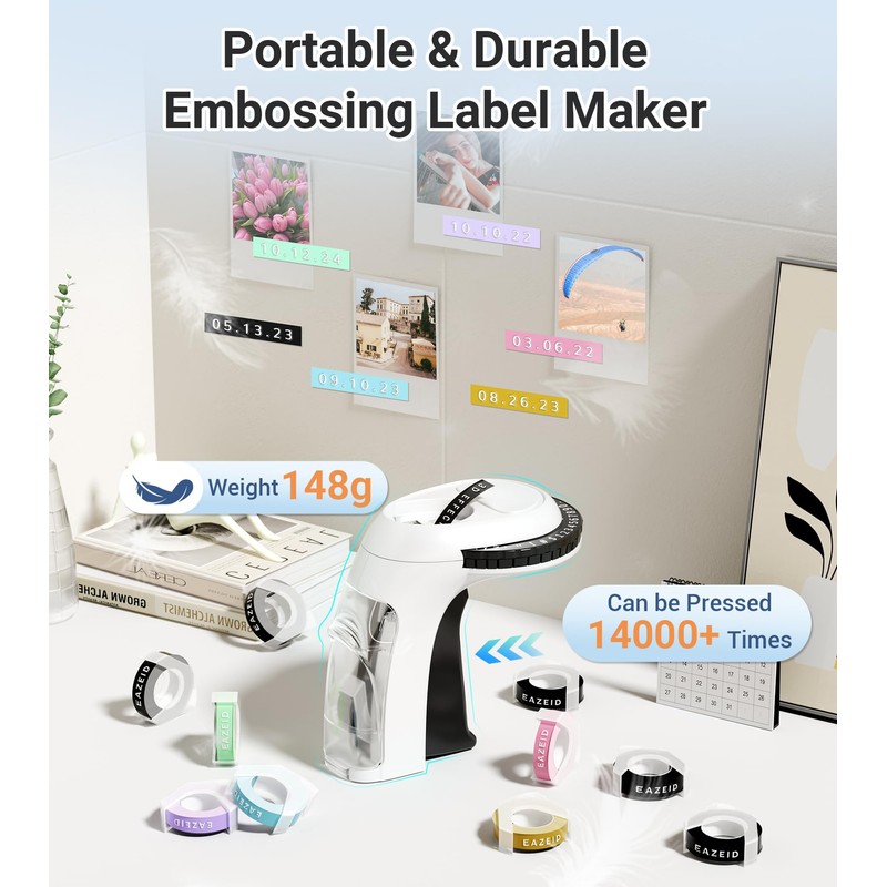 EazeID Embossing Label Maker Machine, Vintage Portable Embossed Label Maker