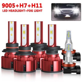 SHENKENUO For Lincoln Town Car 2003-11 Upgrade LED Headlight Kit High Low Fog Light Bulbs