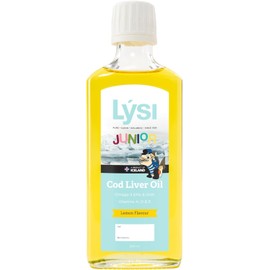 LYSI LÝSI, Omega 3 para niños en Aceite de Bacalao, Sabor limón, Contiene Vitaminas A, D3 y E, junior, desde los 6 meses de edad, Sin gluten y azúcar, 240 ml