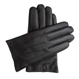 Downholme Touchscreen Leather Cashmere Lined Gloves for Men (Black, S)