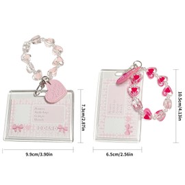 2 PCS Acrylic Kpop Photo Holder 3 inch Credit Card ID Holder Bank Card Keychain Bus Card Student Card Pendant Keychain Crystal Heart Cute Transparent Waterproof