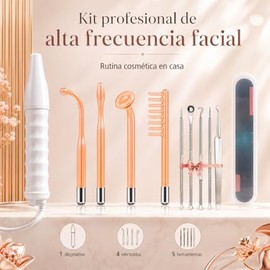 Alta Frecuencia Facial,Equipo De Alta Frecuencia,Portable Handheld High Frequency Skin Therapy,Viene con 4 palos de neón,reducir arrugas,ojeras,imperf