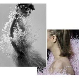 RAILONCH 2 Metres Long 10 Metres Wide DIY Ostrich Feather Satin Ribbon Fringe Ostrich Feathers Border Sewing for Ostrich Feather Craft Costumes Decoration (Black)