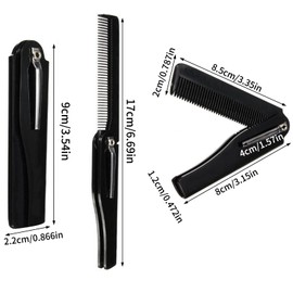 Wjelet 2PCS Folding Beard Combs, Portable Folding Combs for Men, Beard and Hair