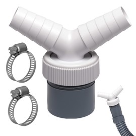 Washing Machine Drain Adapter Waste Splitter 2 Way Y Splitter for Pipe Thickened Diameter Connector 40 mm Input Diameter 18mm-24mm/0.71"-0.95" with Hose Clamp for Dishwasher Tumble Washing Machine