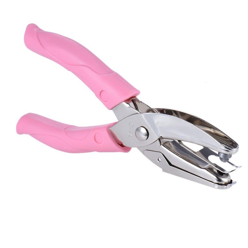 1 Hole Paper Punch with Pink Grip Hole Puncher for