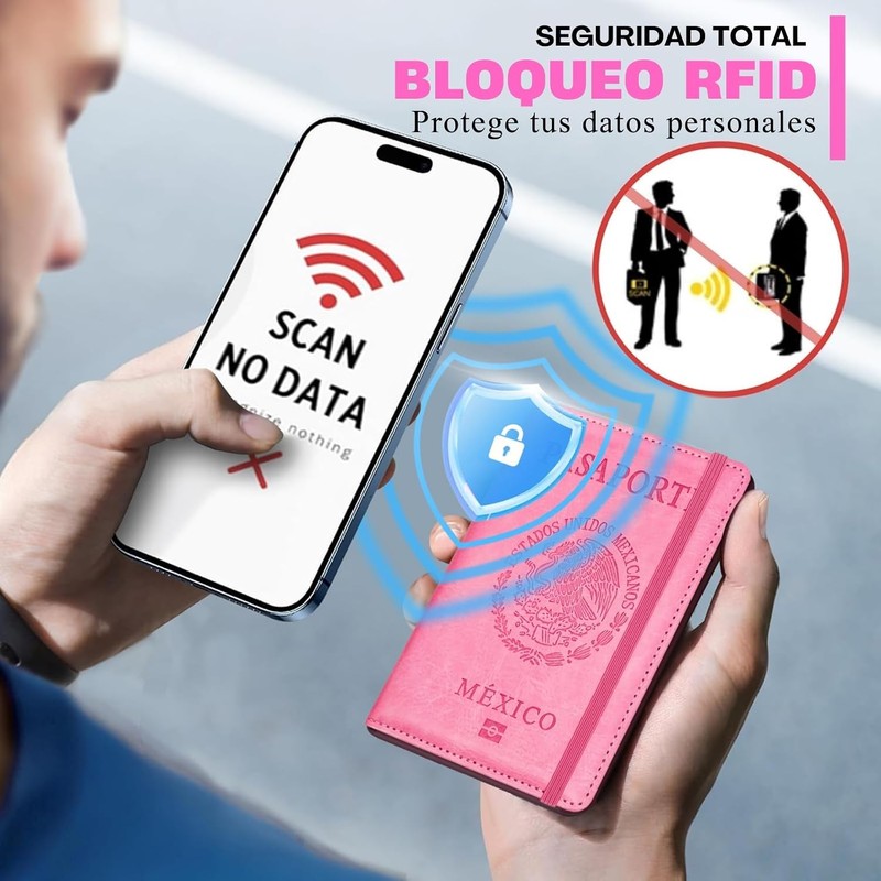 Porta Pasaporte y Visa Mexicano Pasaporte Funda con 10 Compartimientos