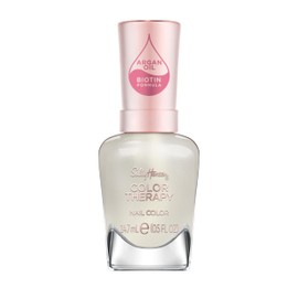 Sally Hansen Color Therapy Nail Polish | Biotin, Argan Oil, Long Lasting, Healthy Nails, Nail Strengthener, Sheer | 111 Fluer-t | Light Ivory Pearlescent Nail Color