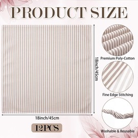 Set of 12 Brown Narrow Stripe Cloth Napkins, Linen Cloth 18" x 18"