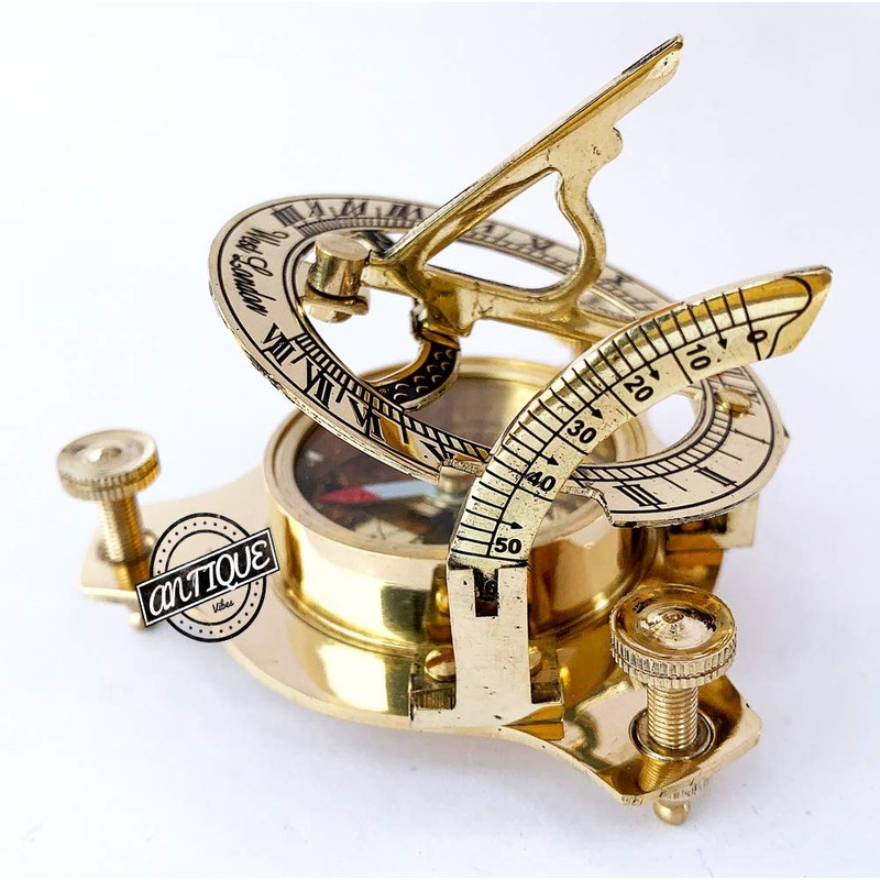 Brass Sundial Compass Maritime Pocket Sun Watch Compass Hiking/Travel/Camping