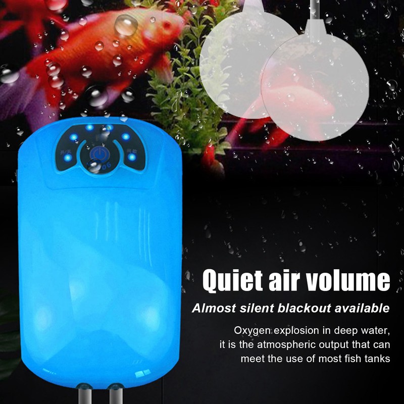 Aquarium Air Pump Quiet Dual Outlet Fish Tank Oxygen Pump