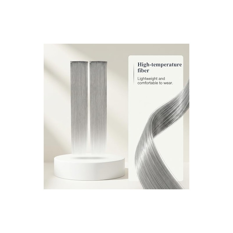 Extensiones de Cabello con Clip, Color Gris Plata