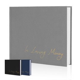 Braveriky - Libro de visitas minimalista, libro de visitas con letrero de mesa, libro de visitas de tapa dura para servicio funerario, 320 entradas, 9 x 7.5 pulgadas, gris