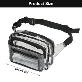 Transparent Belt Bag for Men and Women, 20 cm Waterproof, Small, Transparent Waist Bag, Cute Waist Bag with Adjustable Strap, Sports Transparent Bag for Travel, Beach Events