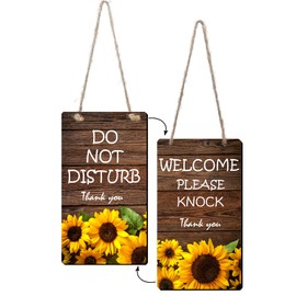 Do Not Disturb Door Hanger Sign,Wooden Double-sided Printing Sunflowers Office Door Sign Decor- Ideal For Office Home Therapists Clinic Dorm Online and School Class…