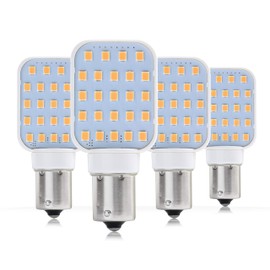 Leisure LED 4 Pack RV Interior LED Light Rotating Bulb Super Bright 312 Lumen 1141 1156 BA15S 24-SMD Camper Trailer Lamp Bulb 10-30V Warm White (4-Pack)