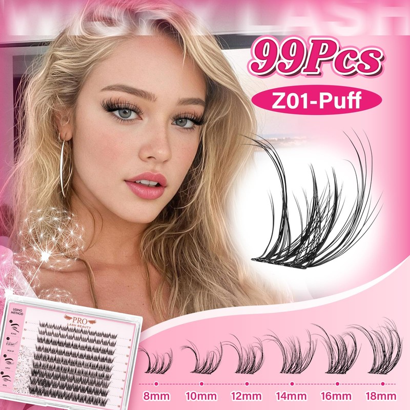PROLASHBEAUTY Wispy Lash Clusters Eyelash Cluster Lash Cluster Waterproof Lashes