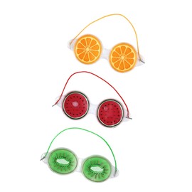 Healeved 3Pcs Cool Eye Masks Portable Cold Eye Patches with Elastic Band for for Travel Home Use Includes Watermelon Lemon