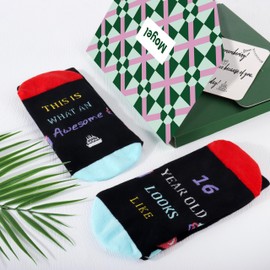 Moyel 16th Birthday Gifts Boys Funny Socks 6-9 Teenage Boy Gifts Joke Gifts for Teenage 16 Year Old Gifts for Boys Gaming Socks Gifts for 16 Year Old Boy Birthday Idea